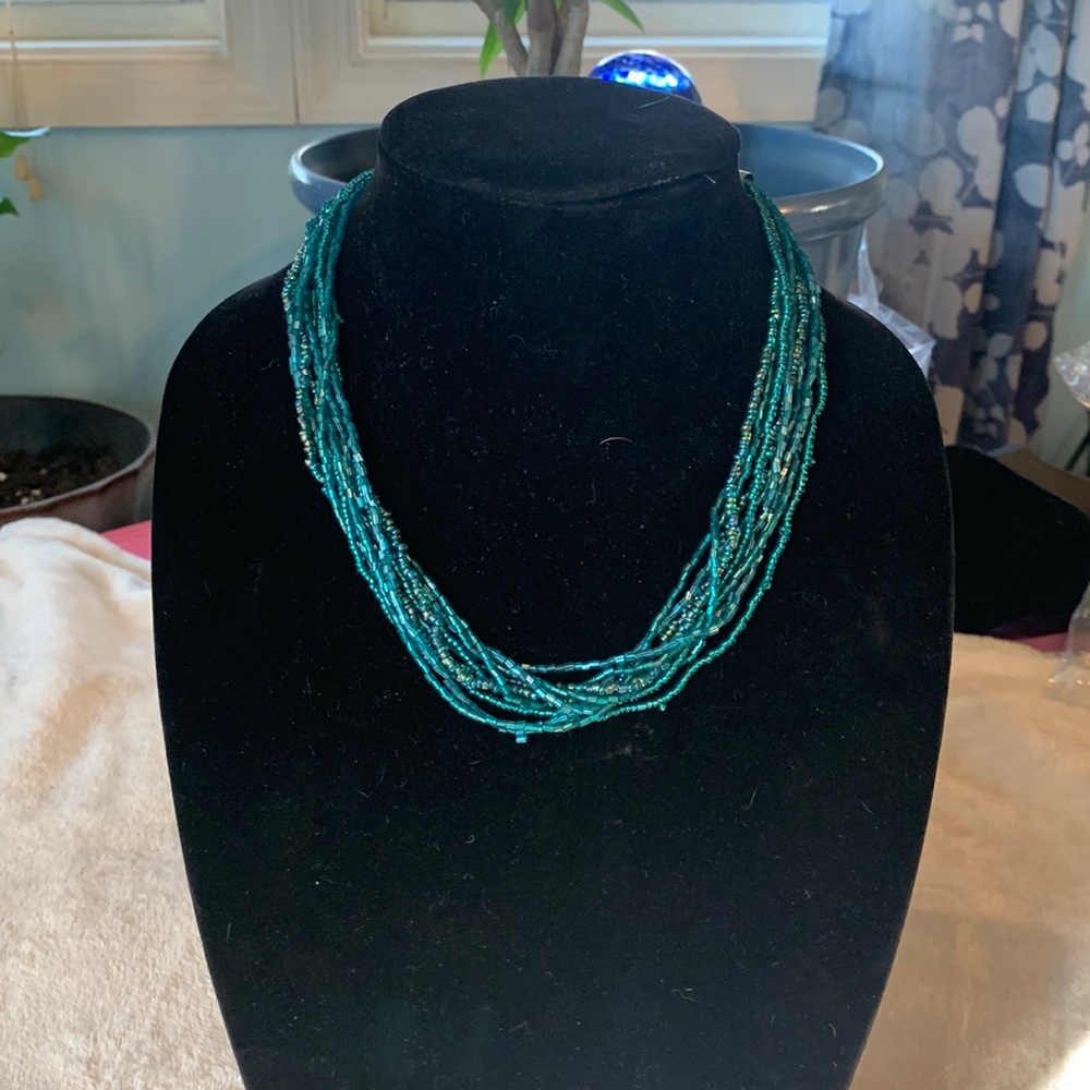 Blue/green beaded necklace